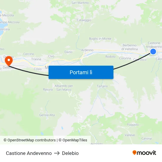 Castione Andevenno to Delebio map