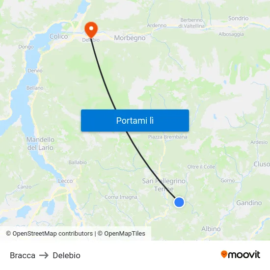 Bracca to Delebio map