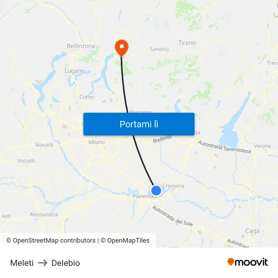 Meleti to Delebio map