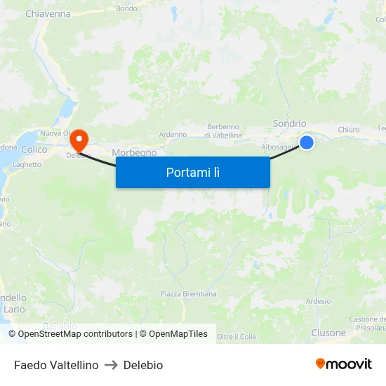Faedo Valtellino to Delebio map
