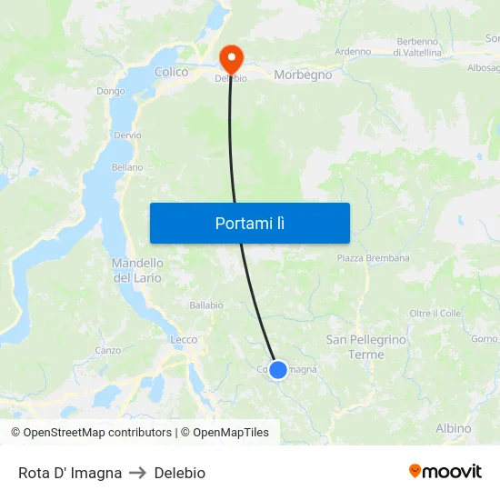 Rota D' Imagna to Delebio map