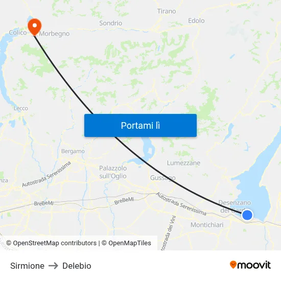 Sirmione to Delebio map