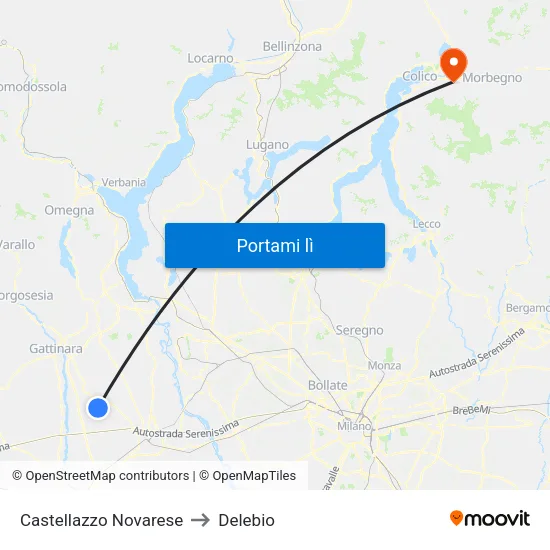 Castellazzo Novarese to Delebio map