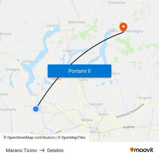 Marano Ticino to Delebio map