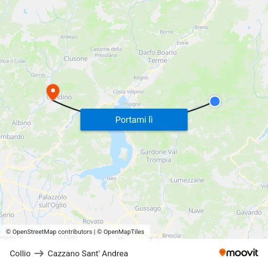 Collio to Cazzano Sant' Andrea map