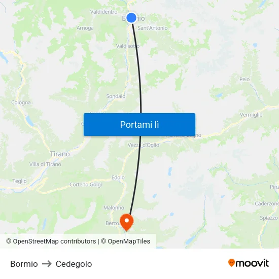 Bormio to Cedegolo map