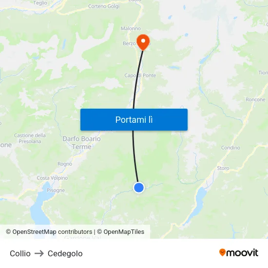 Collio to Cedegolo map