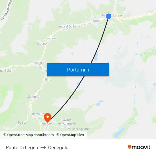 Ponte Di Legno to Cedegolo map