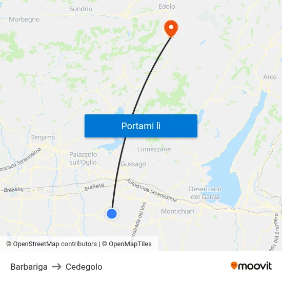 Barbariga to Cedegolo map
