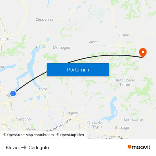 Blevio to Cedegolo map