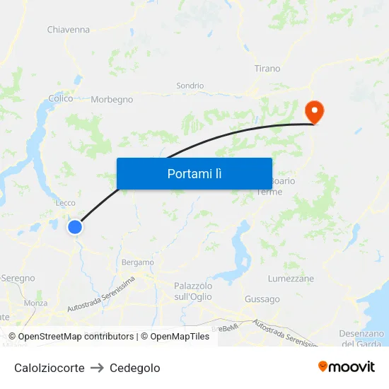Calolziocorte to Cedegolo map