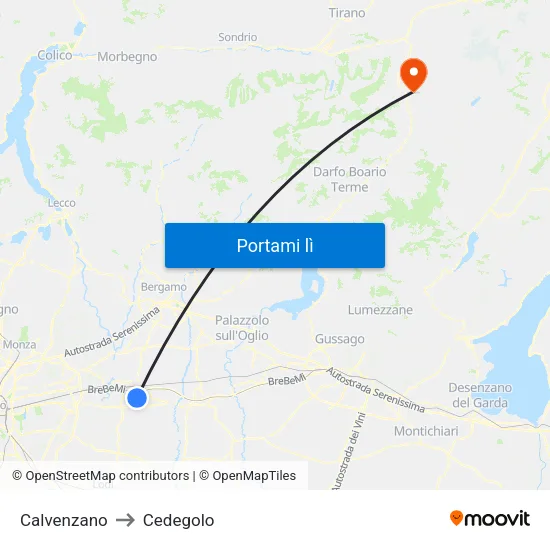 Calvenzano to Cedegolo map