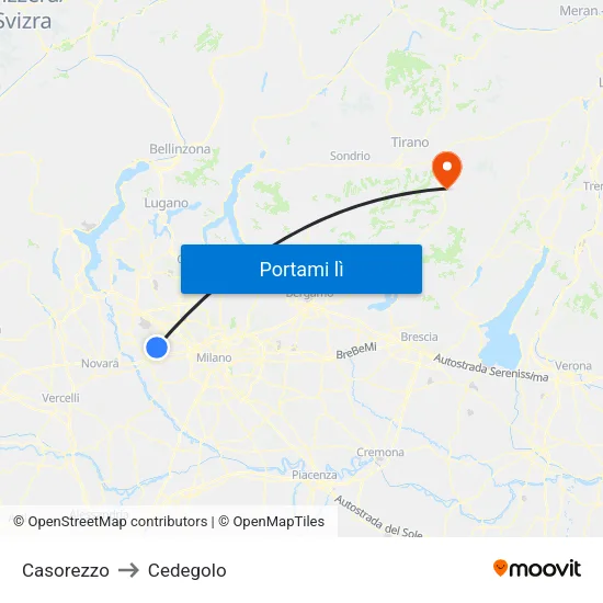 Casorezzo to Cedegolo map
