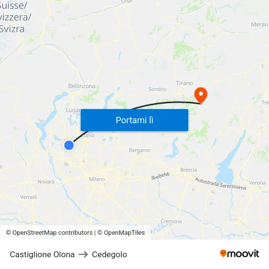 Castiglione Olona to Cedegolo map