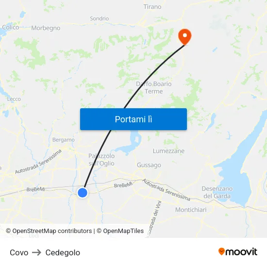 Covo to Cedegolo map