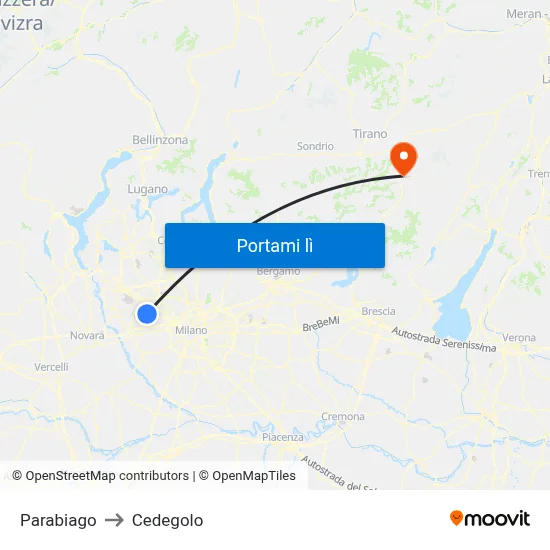 Parabiago to Cedegolo map