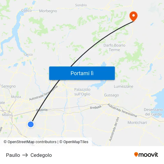 Paullo to Cedegolo map