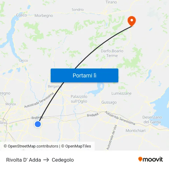 Rivolta D' Adda to Cedegolo map