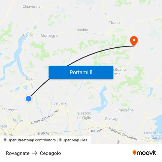 Rovagnate to Cedegolo map