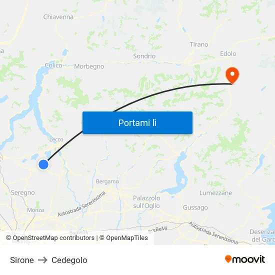 Sirone to Cedegolo map