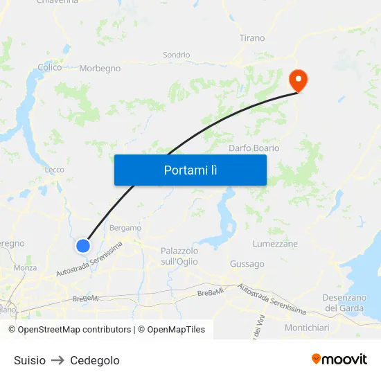 Suisio to Cedegolo map