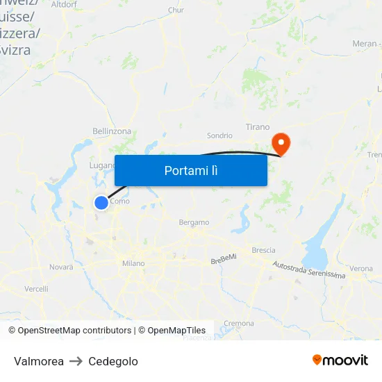 Valmorea to Cedegolo map