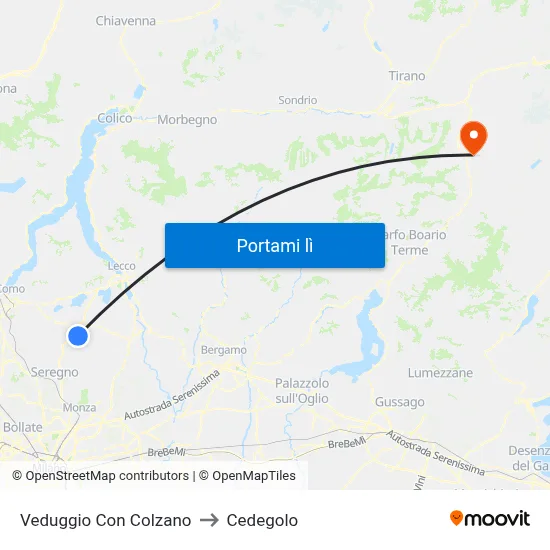 Veduggio Con Colzano to Cedegolo map