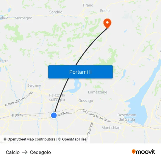 Calcio to Cedegolo map