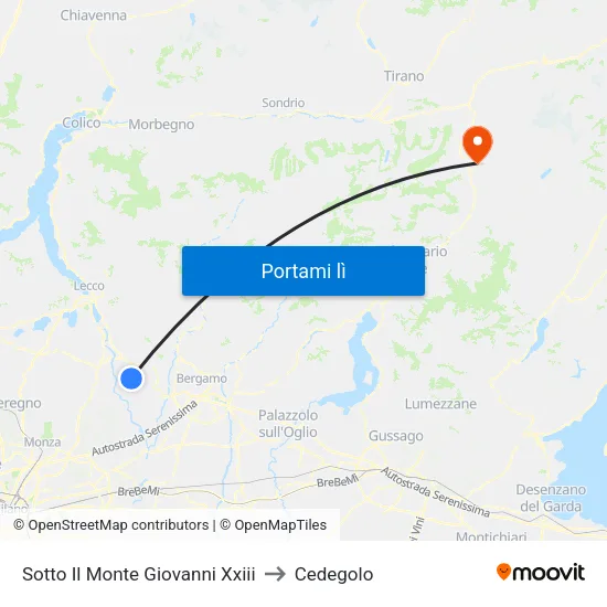 Sotto Il Monte Giovanni Xxiii to Cedegolo map