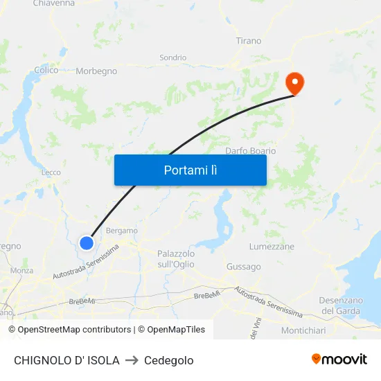 CHIGNOLO D' ISOLA to Cedegolo map