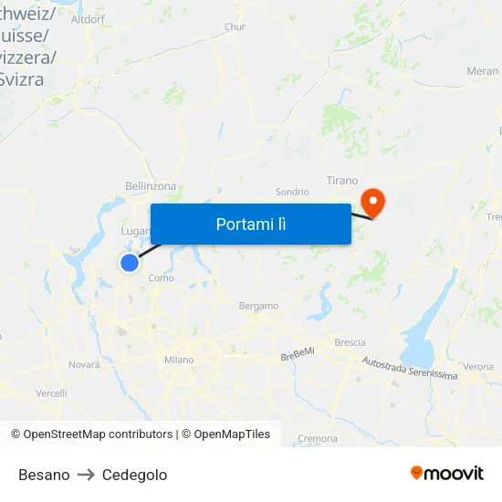 Besano to Cedegolo map