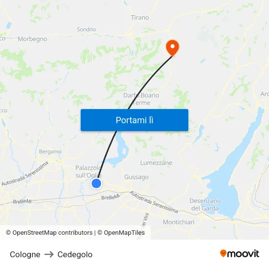 Cologne to Cedegolo map