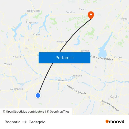 Bagnaria to Cedegolo map