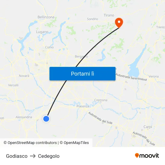 Godiasco to Cedegolo map