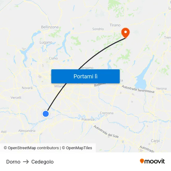 Dorno to Cedegolo map