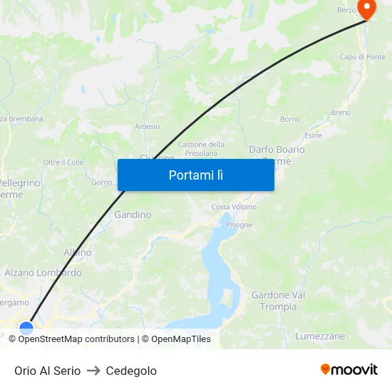 Orio Al Serio to Cedegolo map