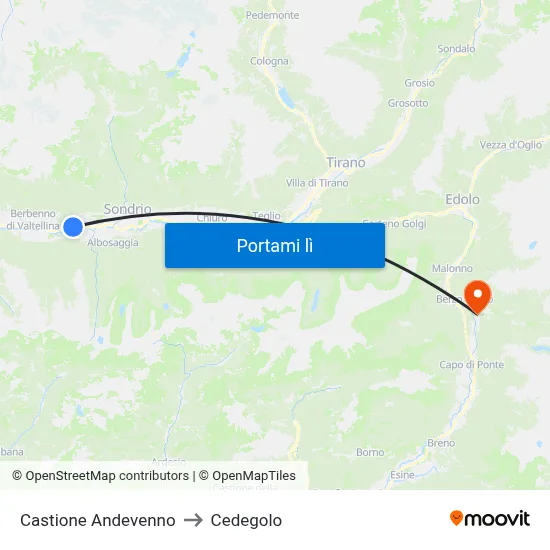 Castione Andevenno to Cedegolo map