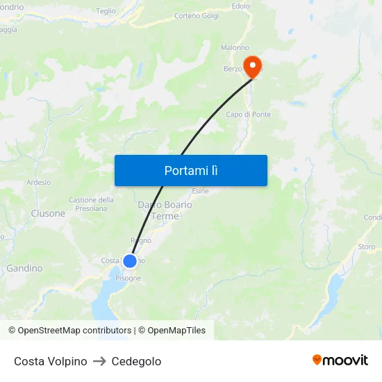 Costa Volpino to Cedegolo map