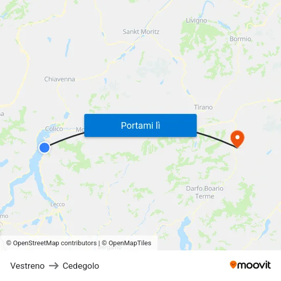 Vestreno to Cedegolo map