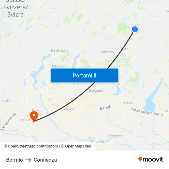 Bormio to Confienza map
