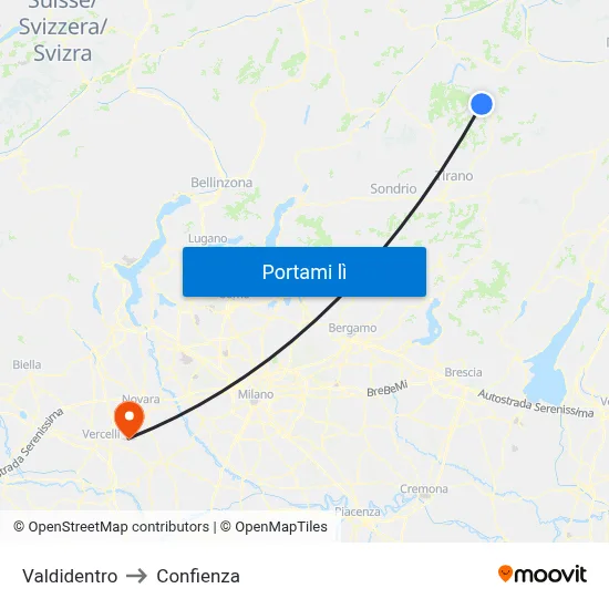 Valdidentro to Confienza map