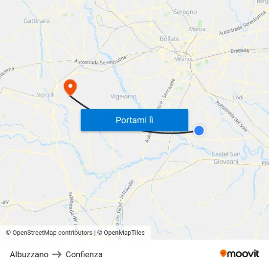 Albuzzano to Confienza map