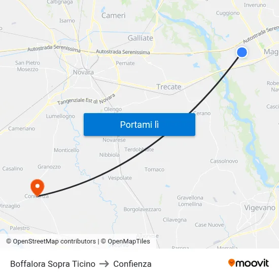 Boffalora Sopra Ticino to Confienza map