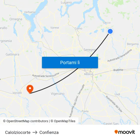 Calolziocorte to Confienza map