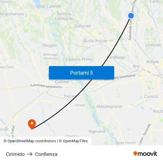 Cirimido to Confienza map