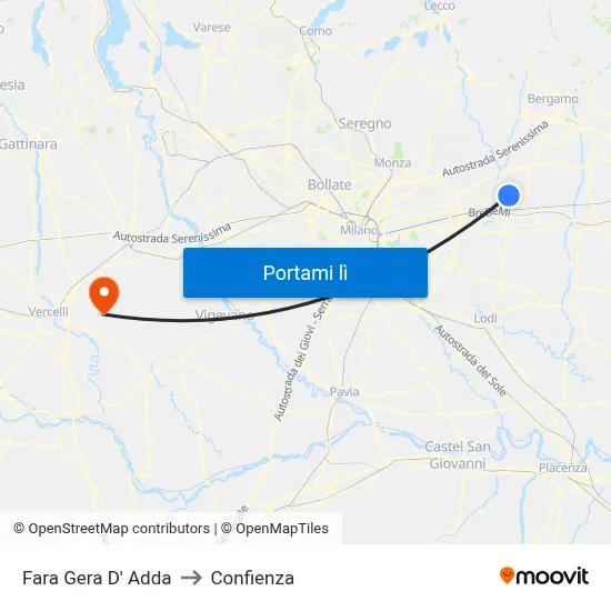 Fara Gera D' Adda to Confienza map