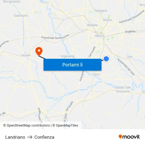 Landriano to Confienza map