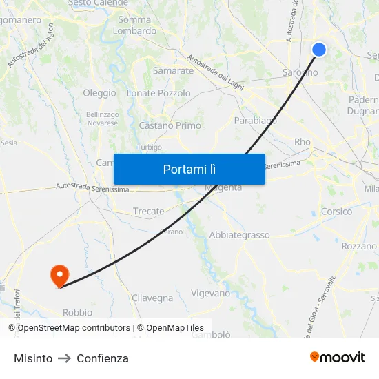 Misinto to Confienza map