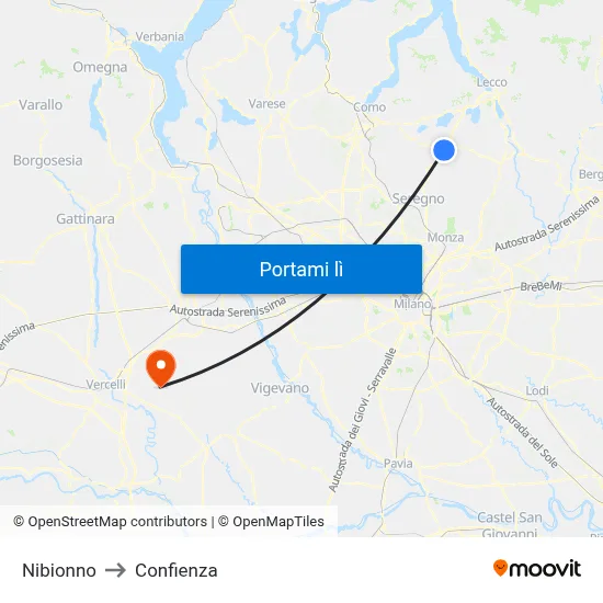 Nibionno to Confienza map