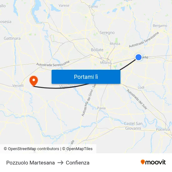 Pozzuolo Martesana to Confienza map